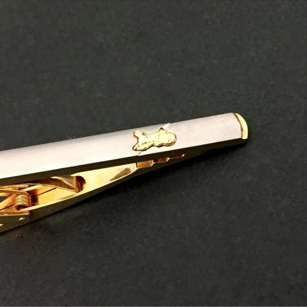 CELINE HORSE CARRIAGE GOLD AND SILVER TONE TIE PIN TIE CLASP - Picture 5 of 6